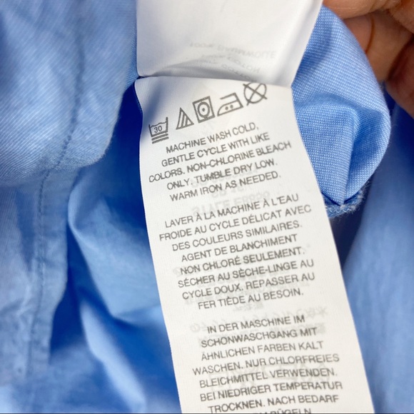 J CREW ll Blue Button Down Ruffle Long Sleeve sz 8 - Picture 8 of 8